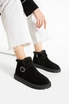 Kadın Bot & Bootie Hakiki Deri Siyah Kısa Topuklu Casual/Günlük
