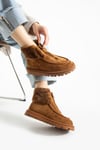Kadın Bot & Bootie Hakiki Deri Taba Kısa Topuklu Casual/Günlük