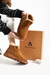 Kadın Bot & Bootie Hakiki Deri Taba Kısa Topuklu Casual/Günlük