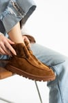 Kadın Bot & Bootie Hakiki Deri Taba Kısa Topuklu Casual/Günlük