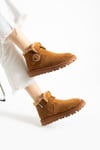 Kadın Bot & Bootie Hakiki Deri Taba Kısa Topuklu Casual/Günlük