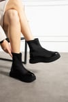 Kadın Bot & Bootie Mikrofiber Siyah Kısa Topuklu Casual/Günlük Suya Dayanıklı