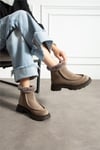 Kadın Bot & Bootie Süet Bej Orta Topuklu Casual/Günlük Soğuk Havaya Dayanıklı