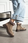 Kadın Bot & Bootie Süet Bej Orta Topuklu Casual/Günlük Soğuk Havaya Dayanıklı