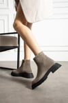 Kadın Bot & Bootie Süet Bej Orta Topuklu Casual/Günlük Soğuk Havaya Dayanıklı