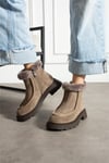 Kadın Bot & Bootie Süet Bej Orta Topuklu Casual/Günlük Soğuk Havaya Dayanıklı