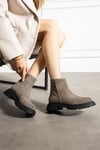 Kadın Bot & Bootie Süet Bej Orta Topuklu Casual/Günlük Soğuk Havaya Dayanıklı