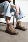 Kadın Bot & Bootie Süet Bej Orta Topuklu Casual/Günlük Soğuk Havaya Dayanıklı