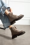 Kadın Bot & Bootie Süet Bej Orta Topuklu Casual/Günlük Soğuk Havaya Dayanıklı