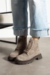 Kadın Bot & Bootie Süet Bej Orta Topuklu Casual/Günlük Soğuk Havaya Dayanıklı