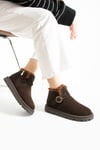 Kadın Bot & Bootie Süet Kahverengi Kısa Topuklu Casual/Günlük