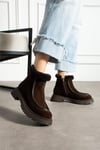 Kadın Bot & Bootie Süet Kahverengi Orta Topuklu Casual/Günlük Soğuk Havaya Dayanıklı