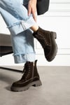Kadın Bot & Bootie Süet Kahverengi Orta Topuklu Casual/Günlük Soğuk Havaya Dayanıklı