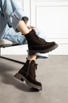 Kadın Bot & Bootie Süet Kahverengi Orta Topuklu Casual/Günlük Soğuk Havaya Dayanıklı