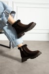 Kadın Bot & Bootie Süet Kahverengi Orta Topuklu Casual/Günlük Soğuk Havaya Dayanıklı