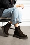 Kadın Bot & Bootie Süet Kahverengi Orta Topuklu Casual/Günlük Soğuk Havaya Dayanıklı