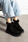 Kadın Bot & Bootie Süet Siyah Orta Topuklu Casual/Günlük Soğuk Havaya Dayanıklı