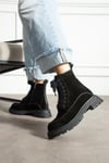 Kadın Bot & Bootie Süet Siyah Orta Topuklu Casual/Günlük Soğuk Havaya Dayanıklı