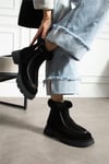 Kadın Bot & Bootie Süet Siyah Orta Topuklu Casual/Günlük Soğuk Havaya Dayanıklı