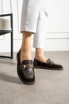 Kadın Loafer Ayakkabı Hakiki Deri Kahverengi Kısa Topuklu Casual/Günlük