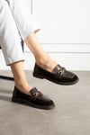 Kadın Loafer Ayakkabı Hakiki Deri Kahverengi Kısa Topuklu Casual/Günlük