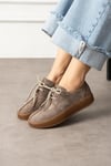Kadın Loafer Ayakkabı Süet Bej Kısa Topuklu Casual/Günlük
