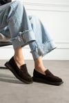 Kadın Loafer Ayakkabı Süet Kahverengi Kısa Topuklu Casual/Günlük
