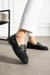 Kadın Loafer Ayakkabı Süet Siyah Kısa Topuklu Casual/Günlük