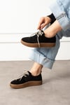 Kadın Loafer Ayakkabı Süet Siyah Kısa Topuklu Casual/Günlük