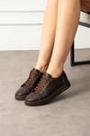 Kadın Sneaker Hakiki Deri Kahverengi Kısa Topuklu Casual/Günlük
