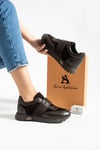 Kadın Sneaker Hakiki Deri Kahverengi Kısa Topuklu Casual/Günlük