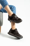 Kadın Sneaker Hakiki Deri Kahverengi Kısa Topuklu Casual/Günlük