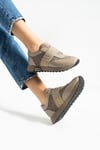 Kadın Sneaker Hakiki Deri Vizon Kısa Topuklu Casual/Günlük
