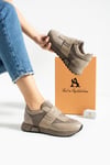 Kadın Sneaker Hakiki Deri Vizon Kısa Topuklu Casual/Günlük