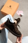 Kadın Sneaker Süet Kahverengi Kısa Topuklu Casual/Günlük Soğuk Havaya Dayanıklı