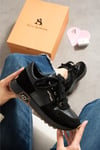Kadın Sneaker Süet Siyah Kısa Topuklu Casual/Günlük