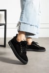 Kadın Sneaker Süet Siyah Kısa Topuklu Casual/Günlük Soğuk Havaya Dayanıklı