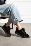 Kadın Sneaker Süet Siyah Kısa Topuklu Casual/Günlük Soğuk Havaya Dayanıklı