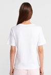 %100 Pamuk Bisiklet Yaka T-shirt-Beyaz