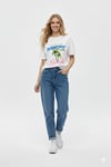 Baskılı Oversize Tişört Honolulu Beyaz