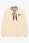 Fular ve Nakış Detaylı Oversize Sweatshirt Bej
