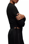 Kadın Basic Büzgülü Siyah Simli Body 