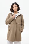 Kapüşonlu Oversize Kaban Haki