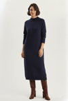 Oversize Triko Elbise Lacivert