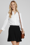 Pile Detaylı Beli Lastikli Basic Mini Etek Siyah
