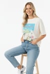 Santorini Baskılı Oversize T-Shirt