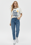 St. Tropez Baskılı Oversize Tişört Ekru