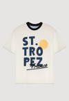 St. Tropez Baskılı Oversize Tişört Ekru