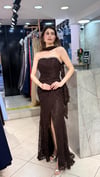 DANTEL STRAPLEZ TAŞLI YIRTMAÇLIABİYES - CENNET GÜL KAHVECİ