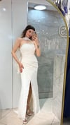DANTEL STRAPLEZ TAŞLI YIRTMAÇLIABİYES - CENNET GÜL KAHVECİ